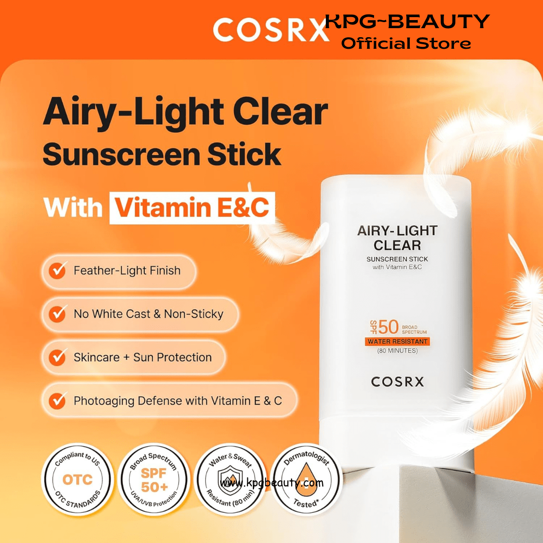COSRX Vitamin E Sunscreen & Airy Light Clear Sunscreen Stick with Free Keyring, Amazon Exclusive, Korean Sunscreen, Beach Essentials, Travel Essentials, Korean Skincare Set Mothers Day Gifts for WomanCOSRX