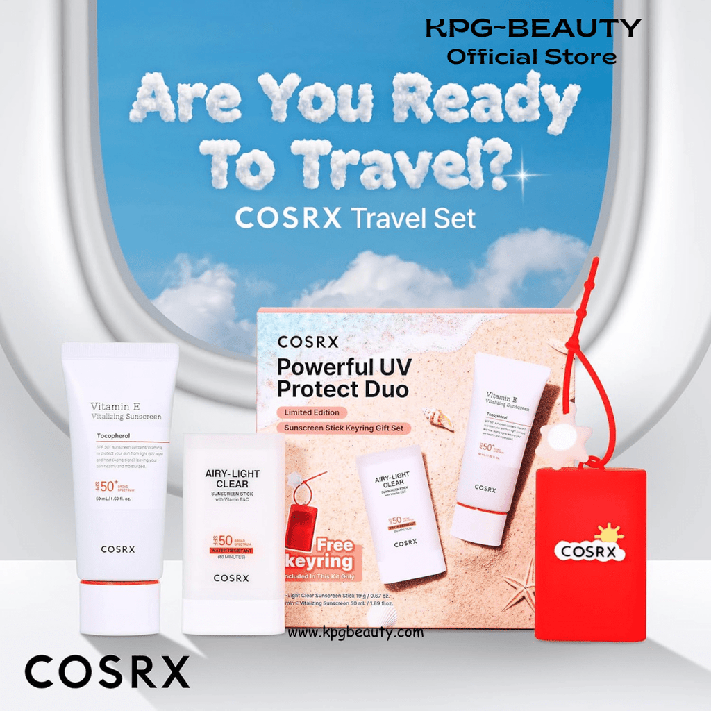 COSRX Vitamin E Sunscreen & Airy Light Clear Sunscreen Stick with Free Keyring, Amazon Exclusive, Korean Sunscreen, Beach Essentials, Travel Essentials, Korean Skincare Set Mothers Day Gifts for WomanCOSRX