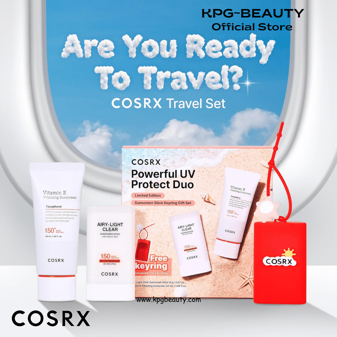 COSRX Vitamin E Sunscreen & Airy Light Clear Sunscreen Stick with Free Keyring, Amazon Exclusive, Korean Sunscreen, Beach Essentials, Travel Essentials, Korean Skincare Set Mothers Day Gifts for WomanCOSRX