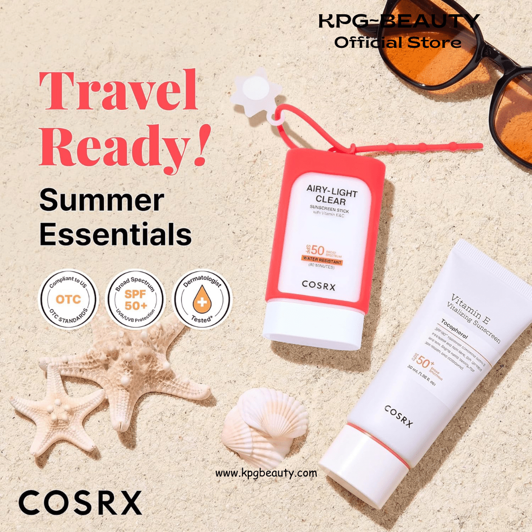 COSRX Vitamin E Sunscreen & Airy Light Clear Sunscreen Stick with Free Keyring, Amazon Exclusive, Korean Sunscreen, Beach Essentials, Travel Essentials, Korean Skincare Set Mothers Day Gifts for WomanCOSRX