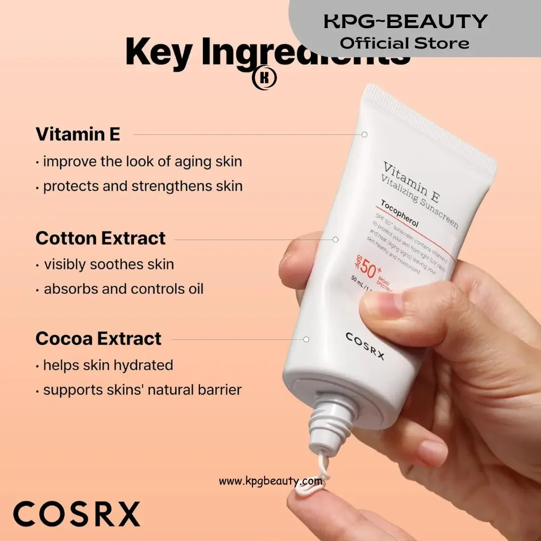 COSRX Vitamin E Vitalizing Sunscreen SPF 50+ Nourishing Daily Sun ProtectionCOSRX