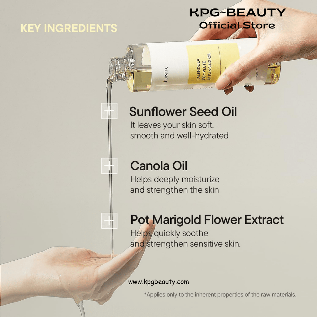 IUNIK Calendula Complete Cleansing Oil Makeup Remover Oil Cleanser KPG BEAUTYIUNIK