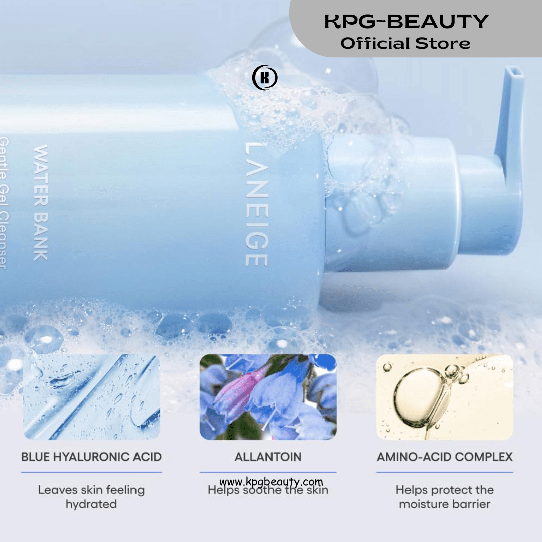 LANEIGE Water Bank Gentle Gel Cleanser: pH - Balanced & Barrier - Boosting with Blue Hyaluronic AcidLANEIGE