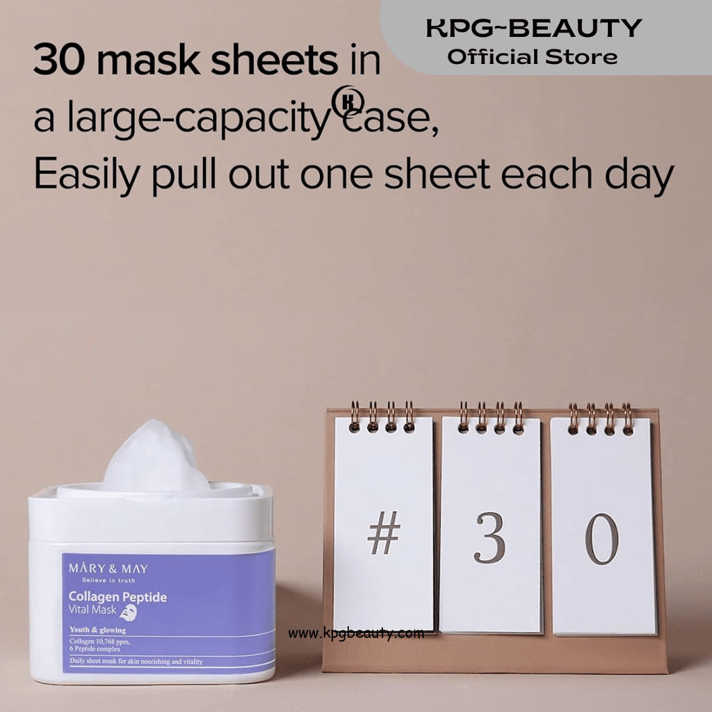 Mary & May Collagen Peptide Vital Mask: Daily Korean Sheet Mask for Firming & Elasticity