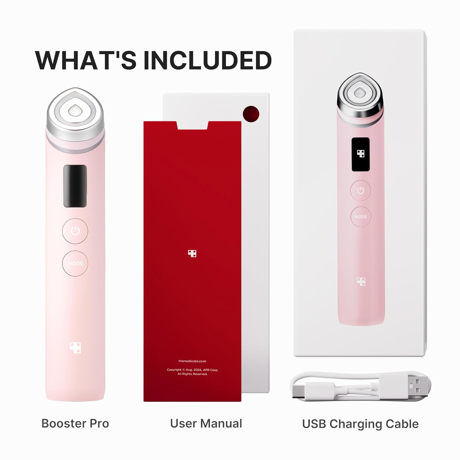 Medicube Booster Pro 6 - in - 1 Real Glass Glow Beauty Massager (Pink)Medicube