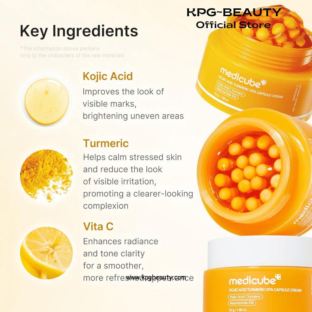 medicube Capsule Cream with Kojic Acid & Turmeric for Uneven Skin Tone | Tone Renewal & Radiance Care for troubled skin | Turmeric, Kojic, Vitamin C | Korean Skincare, 1.86 ozMedicube