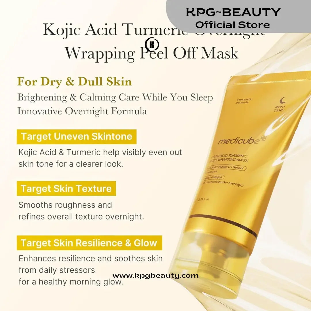 Medicube Kojic Acid Turmeric Overnight Wrapping Peel Off Mask KPGBEAUTY