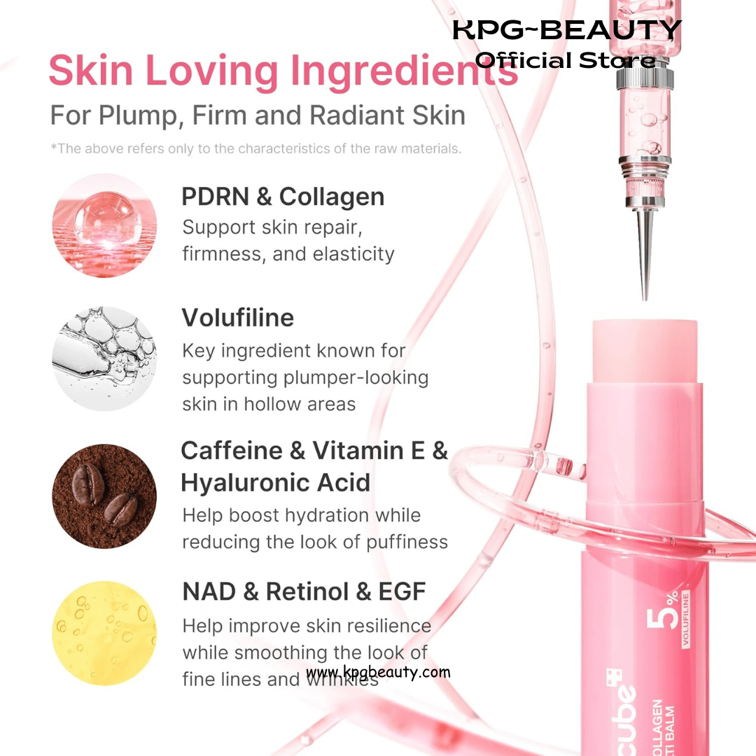 medicube PDRN Pink Collagen Volume Multi Balm Stick | Volufiline, PDRN, NAD, Collagen | Face & Body Balm for Under - Eyes, Neck, Forehead, Smile Lines, Lips | Plumping, Radiance, Line Care | K - BeautyMedicube