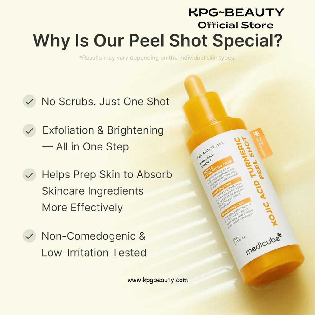 medicube Peel Shot with Kojic Acid Turmeric | Reset in One Step | Gentle Exfoliating Serum with BHA, LHA, PHA for Dead Skin Cells, Blackheads, Excess Sebum | For Dull, Rough, Troubled Skin | 2.7 fl.ozMedicube