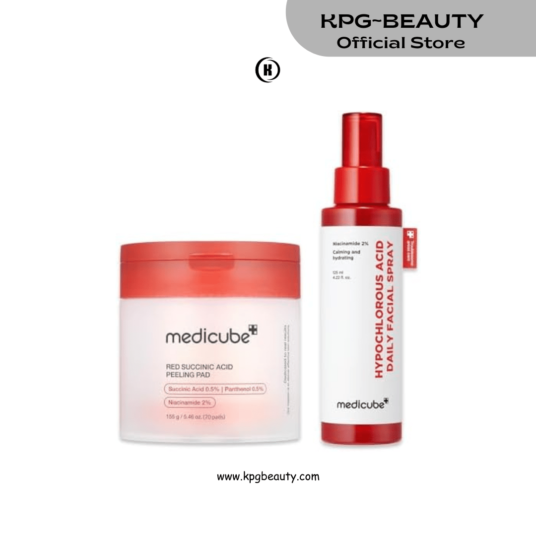 medicube Swipe & Spray Red Duo for Troubled Skin: Red Succinic Acid Panthenol Facial Peeling Pads and Power Soothing SprayMedicube
