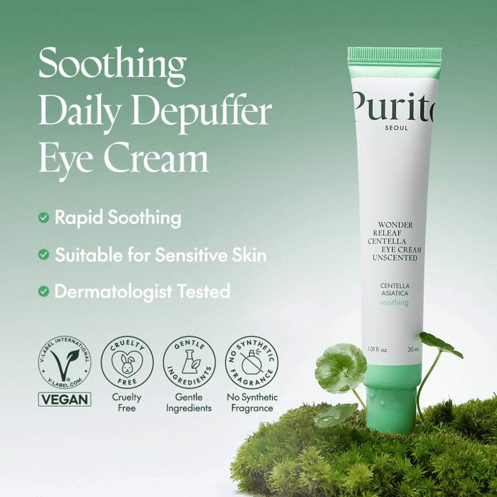 PURITO Centella Unscented Eye Cream, Korean Centella, for Sensitive Skin, Soothing, Facial Eye Cream for face, Dark Circles, Wrinkles, Puffiness, K-Beauty, Vegan & Cruelty-Free, 30mlPurito Seoul
