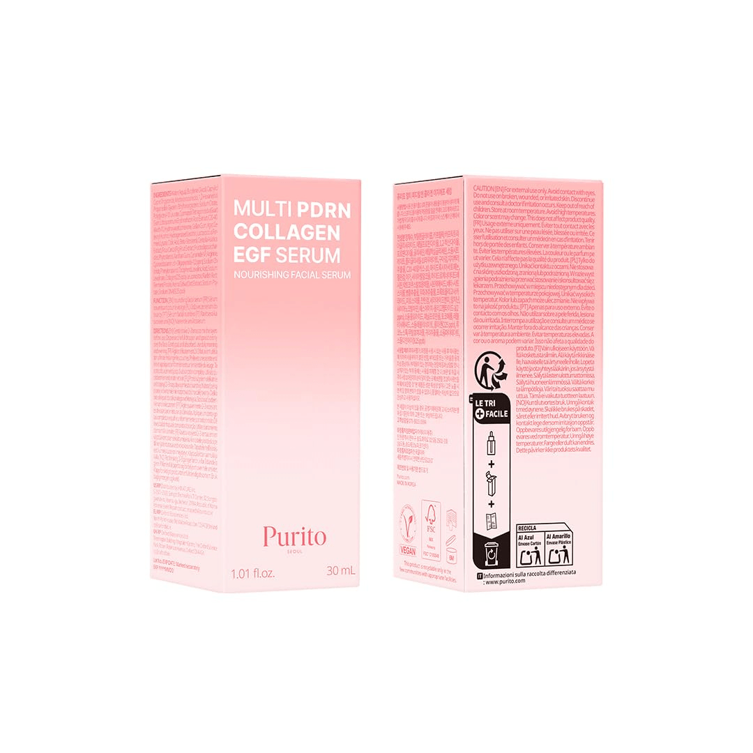 PURITO Multi PDRN + Collagen + EGF Revitalizing Facial Serum Glass Skin Booster KPG BEAUTYPurito Seoul