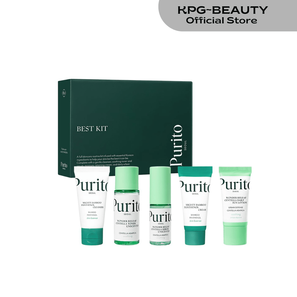 PURITO SEOUL Best Kit - Skincare Routine with Panthenol Cleanser & Cream, Unscented Centella Serum & Toner, For All Skin Types, Gift Set, For Face, Facial Serum, K-Beauty,Purito Seoul