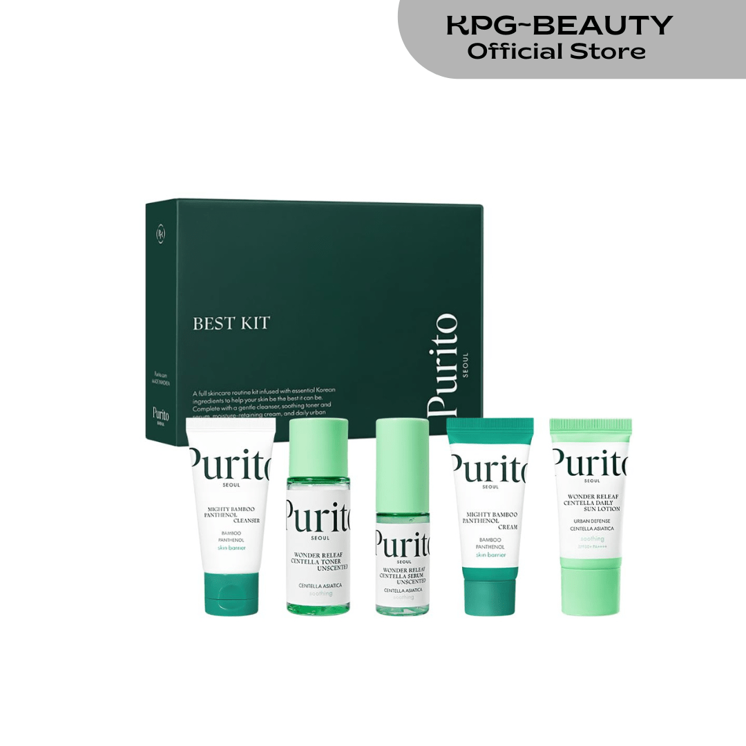 PURITO SEOUL Best Kit - Skincare Routine with Panthenol Cleanser & Cream, Unscented Centella Serum & Toner, For All Skin Types, Gift Set, For Face, Facial Serum, K-Beauty,Purito Seoul