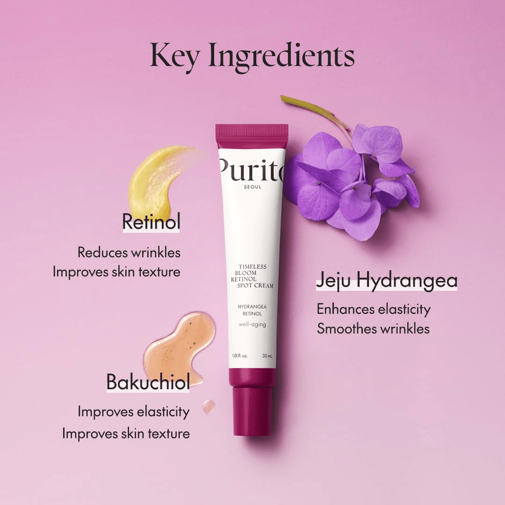 PURITO SEOUL Timeless Bloom Retinol Spot Cream, Korean Jeju Hydrangea, for Sensitive Skin, Retinol Cream, Wrinkle Reduction, Anti Aging Face Cream, K-Beauty, 30mlPurito Seoul