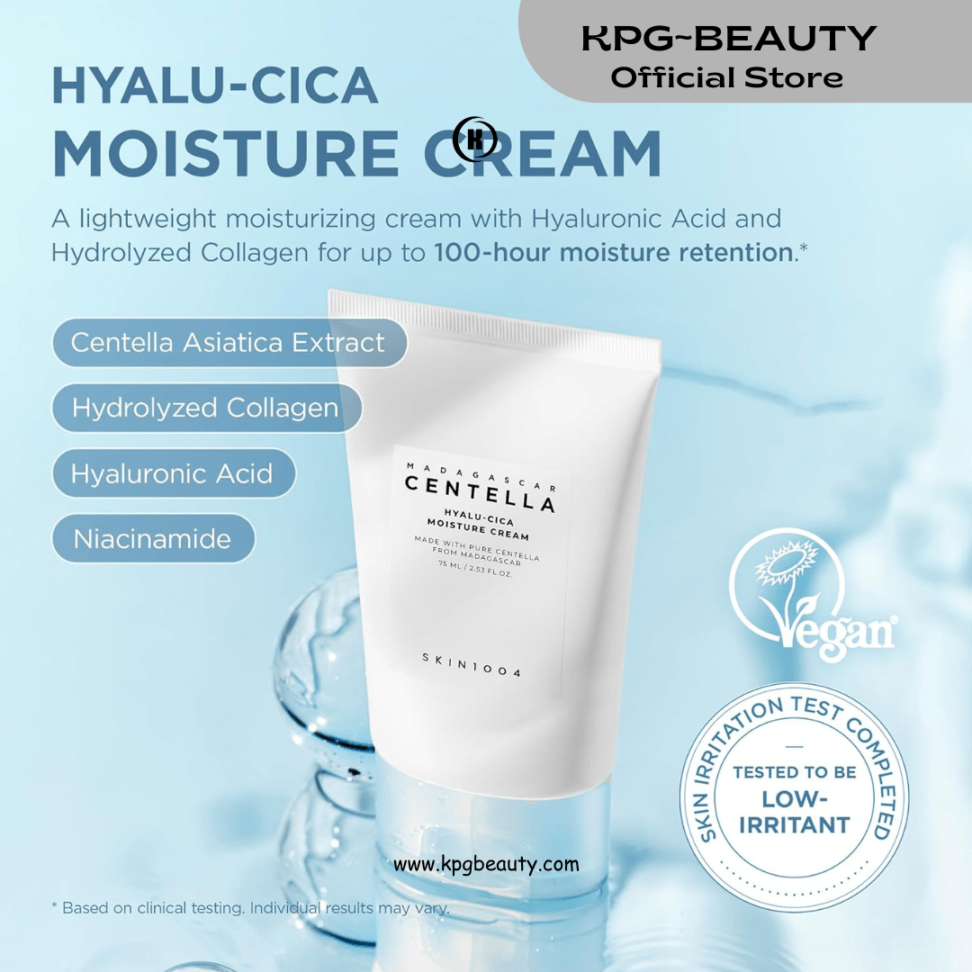 SKIN1004 Madagascar Centella Hyalu - Cica Moisture Cream 75ml – Hydrating Korean Face Moisturizer with Hyaluronic AcidSKIN1004